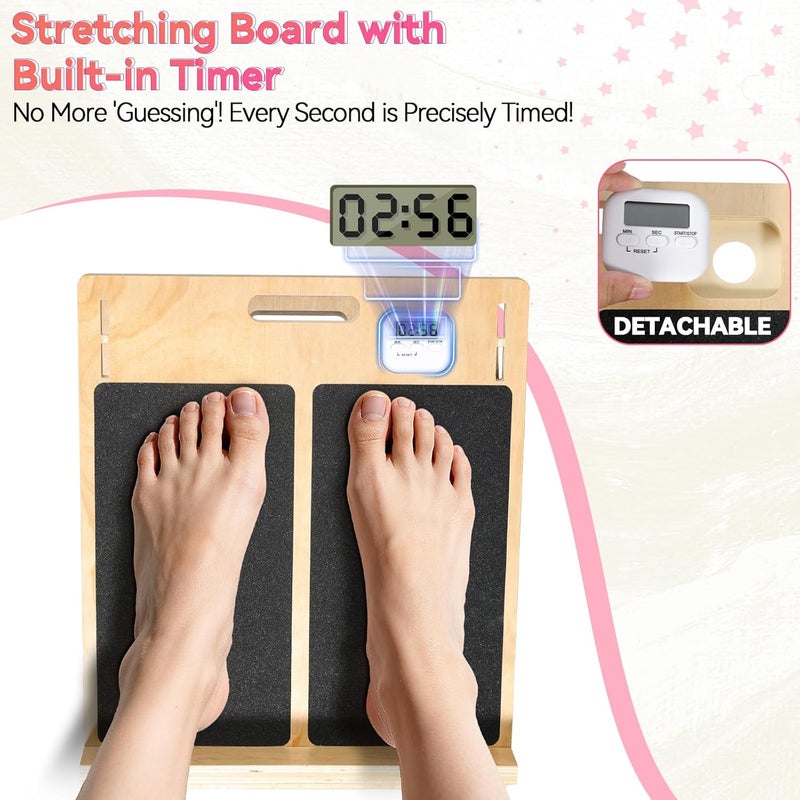 laapee Adjustable Wooden Slant Board - Small 15.74x11.8 Inches Calf Stretcher for Foot Pain Relief & Mild Rehabilitation, Anti-Slip (220 LBS) - Image 5
